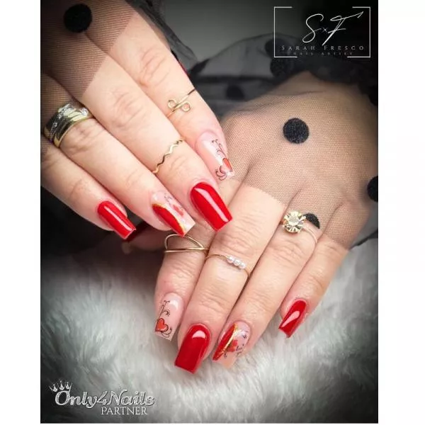 Valentins Box Muster Nails Rot